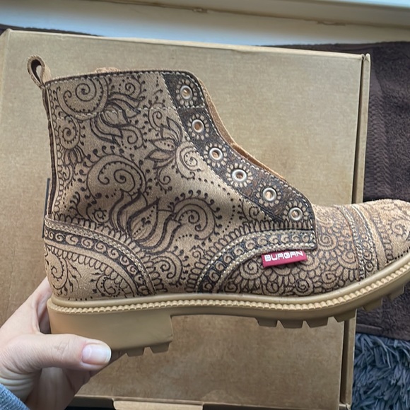Burgan custom henna one-of-a-kind suede leather Desert Work Boots size 39/8.5 - Picture 8 of 13